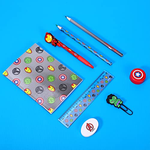 Avengers 9pcs Transparent Filled Pencil Case Stationery Set Waterproof Boys Girls Kids Children School Travel Exam