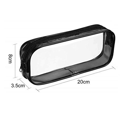 2 PCS Clear Pencil Case, ARKIM Big Capacity Clear Exam Pencil Case Pouch, PVC Zipper Large Black Pen Pencil Case for Teenage Boys Girls Women
