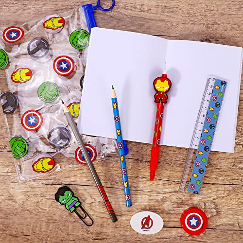 Avengers 9pcs Transparent Filled Pencil Case Stationery Set Waterproof Boys Girls Kids Children School Travel Exam