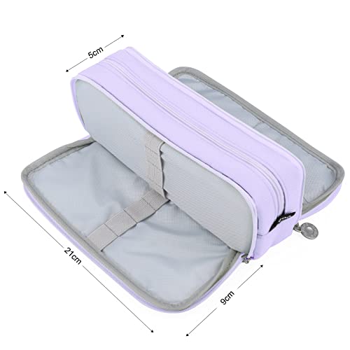 Yordawn Pencil Case Large Pencil Cases for Girls Boys Big Capacity Pencil Pouch with 3 Compartments School Stationary Office Storage Makeup Bag for Kids Teenage Adults Women Men (Purple)