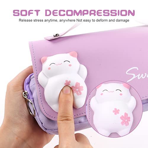 Vicloon Large Pencil Case, Big Capacity Pencil Pen Bag Multi Compartments Office Stationery Makeup Bag Stress Release Pencil Case School Students Girls Boys Teen Storage Organizer Gifts Purple