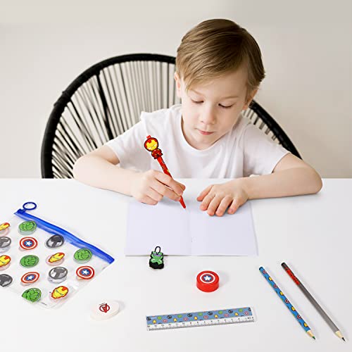 Avengers 9pcs Transparent Filled Pencil Case Stationery Set Waterproof Boys Girls Kids Children School Travel Exam