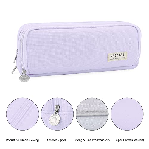 Yordawn Pencil Case Large Pencil Cases for Girls Boys Big Capacity Pencil Pouch with 3 Compartments School Stationary Office Storage Makeup Bag for Kids Teenage Adults Women Men (Purple)