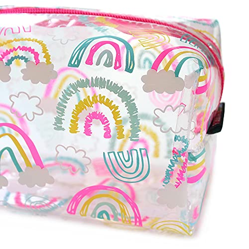 Fashion Stationery Pencil Case Girls Kids Clear Pink Rainbow Pencil Cases Cosmetic Make Up Bag Travel Bag