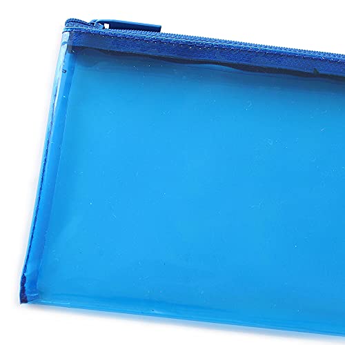 Fashion Stationery Pencil Cases for Boys Tinted Blue See Through Flat Pencil Case Pouch Girls Kids Children's Teenagers