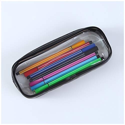 2 PCS Clear Pencil Case, ARKIM Big Capacity Clear Exam Pencil Case Pouch, PVC Zipper Large Black Pen Pencil Case for Teenage Boys Girls Women