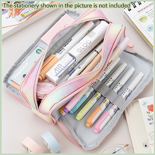 X SIM FITNESSX Pencil Case Teenager Girls Pencil Case 3 Compartments Boys Large Capacity Pencil Case for School & Office (Multicoloured)