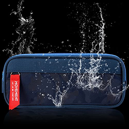 Large Pencil Case for Boys and Girls, TOYESS Lightweight Triple Pockets Pencil Cases with Big Compartments for School Stationary, Camouflage Blue（L）