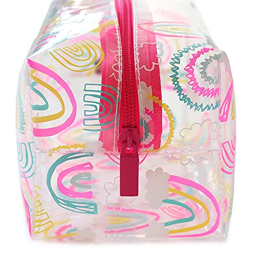 Fashion Stationery Pencil Case Girls Kids Clear Pink Rainbow Pencil Cases Cosmetic Make Up Bag Travel Bag