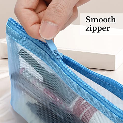 HXC 2PCS Pencil Case Clear Pencil Pouch Exam Mesh Pencil BagsTransparent Pencil Case for Students Zipper Pencil Storage Pouch for Boys and Girls (Pink+Blue)