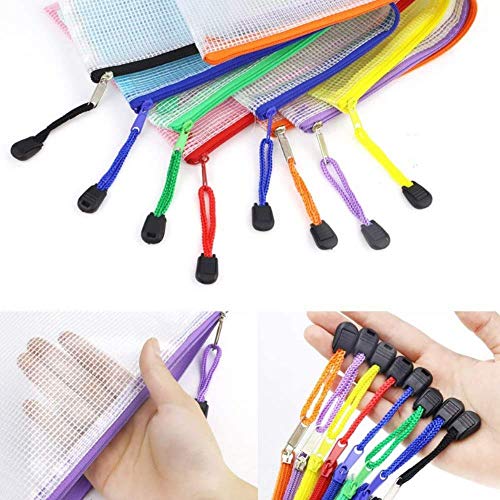 Crethink Large Clear Pencil Case Plastic Wallets,Clear File Bags Mesh Pencil Pouch (Yellow, Black, Blue, Green, Red, A5) (1 Pencil case, Random Color)