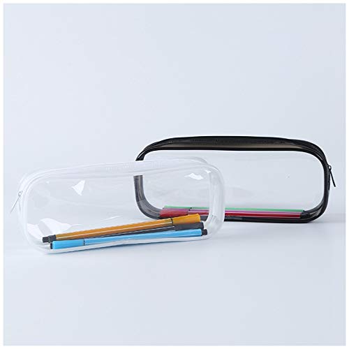 2 PCS Clear Pencil Case, ARKIM Big Capacity Clear Exam Pencil Case Pouch, PVC Zipper Large Black Pen Pencil Case for Teenage Boys Girls Women