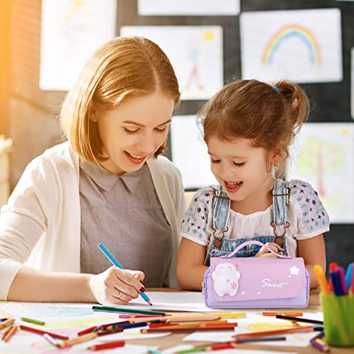 Vicloon Large Pencil Case, Big Capacity Pencil Pen Bag Multi Compartments Office Stationery Makeup Bag Stress Release Pencil Case School Students Girls Boys Teen Storage Organizer Gifts Purple