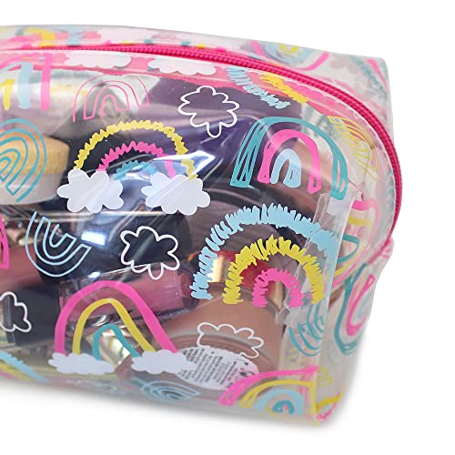 Fashion Stationery Pencil Case Girls Kids Clear Pink Rainbow Pencil Cases Cosmetic Make Up Bag Travel Bag