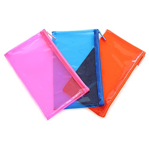 Fashion Stationery Pencil Cases for Boys Tinted Blue See Through Flat Pencil Case Pouch Girls Kids Children's Teenagers