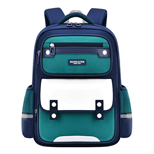 KEBEIXUAN Kids Backpacks Boys Stylish Children Backpack Reflective Schoolbag for Primary School Boys 7-12 Years Old(Blue-Green)