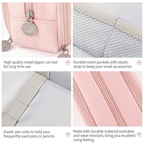 TOYESS Large Capacity Pencil Case for Girls and Boys, Pencil Case with 3 Compartments for Women, Aesthetic Pencil Bag for Kids and Students, Pink