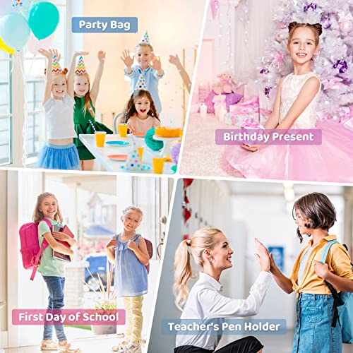 TOYESS Stand Pencil Holder,Telescopic Cartoon Cute Cat Pencil Case Cosmetic Durable Canvas Stationery Makeup Bag for Boys Girls Students and Office Supplies,Pink