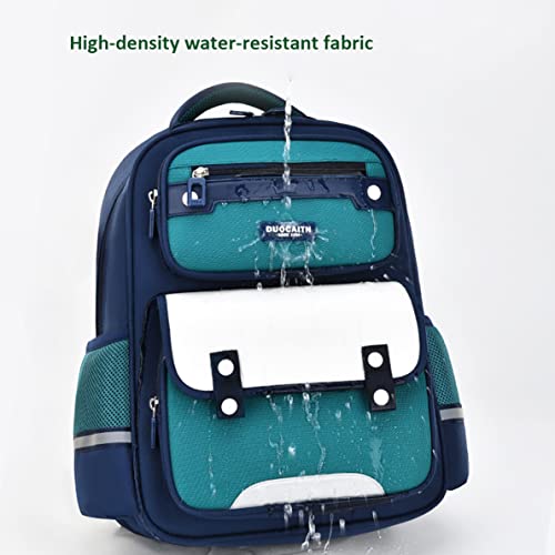 KEBEIXUAN Kids Backpacks Boys Stylish Children Backpack Reflective Schoolbag for Primary School Boys 7-12 Years Old(Blue-Green)