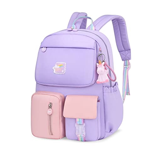 SONARIN Girls Backpack Primary School Bag,Waterproof Lightweight Large Capacity Children Backpack Kids Backpack Elementary School Backpack Girls Schoolbag Book Bag for Students(Purple)