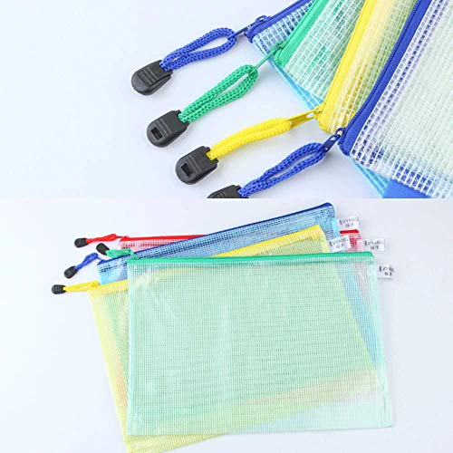 Crethink Large Clear Pencil Case Plastic Wallets,Clear File Bags Mesh Pencil Pouch (Yellow, Black, Blue, Green, Red, A5) (1 Pencil case, Random Color)