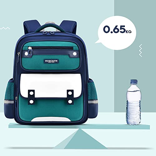 KEBEIXUAN Kids Backpacks Boys Stylish Children Backpack Reflective Schoolbag for Primary School Boys 7-12 Years Old(Blue-Green)