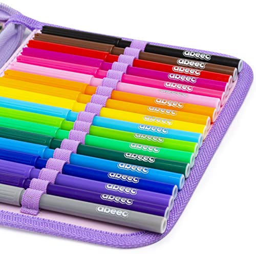 abeec 44 Piece Glitter Pencil Case – Girls Stationery Set Including: Pencil Case, Felt Tip Pens, Colouring Pencils, Gel Pens – Stationary Sets for Girls - Back to School - Cute Gifts for Girls