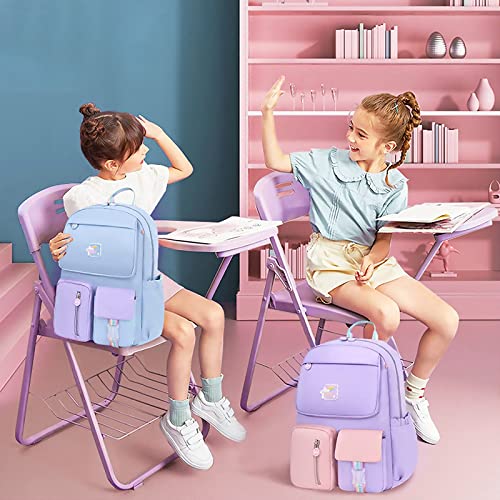 SONARIN Girls Backpack Primary School Bag,Waterproof Lightweight Large Capacity Children Backpack Kids Backpack Elementary School Backpack Girls Schoolbag Book Bag for Students(Purple)