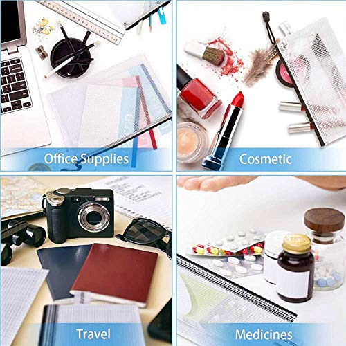 Crethink Large Clear Pencil Case Plastic Wallets,Clear File Bags Mesh Pencil Pouch (Yellow, Black, Blue, Green, Red, A5) (1 Pencil case, Random Color)