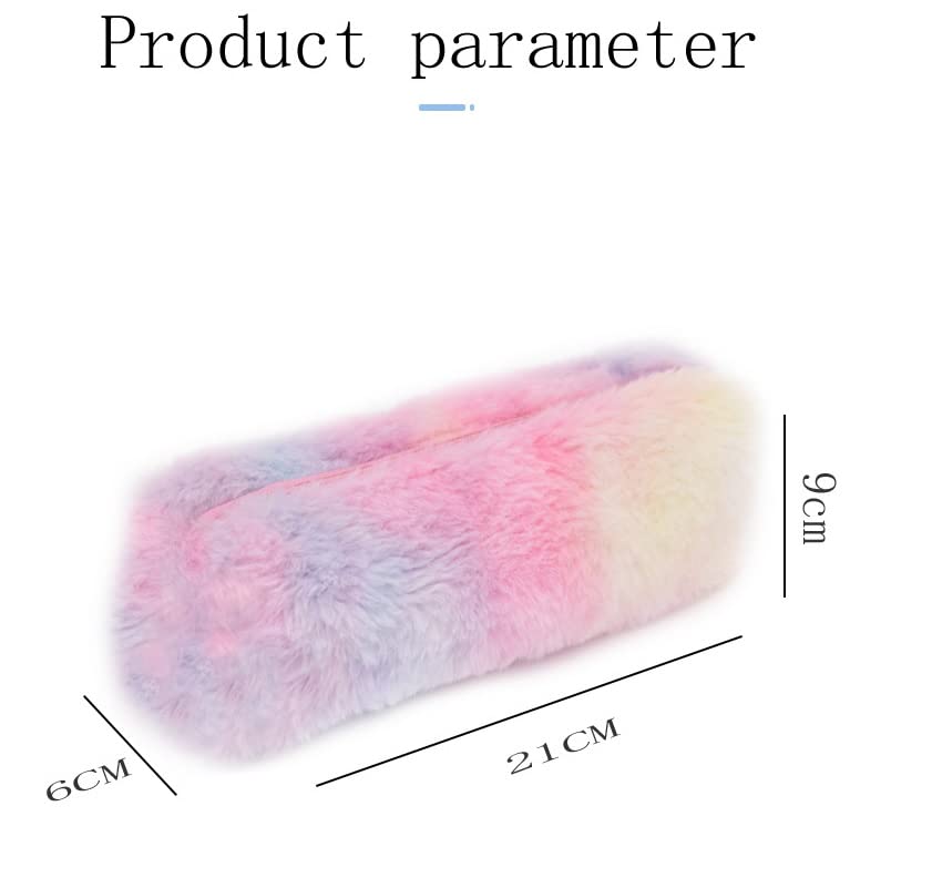 Plush Rainbow Pencil Case for Girls Pencil Pouch for Girls Fluffy Pencil Case Cute Rainbow Pencil Holder Soft Pencil Case Fluffy Pencil Bag Makeup Pouch Large Capacity School Supplies for Kids