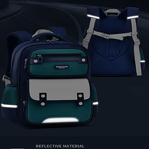 KEBEIXUAN Kids Backpacks Boys Stylish Children Backpack Reflective Schoolbag for Primary School Boys 7-12 Years Old(Blue-Green)