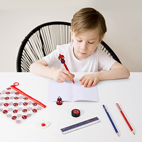 Spiderman 9pcs Transparent Filled Pencil Case Stationery Set Waterproof Boys Girls Kids Children School Travel Exam