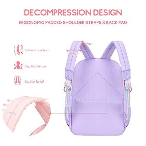 SONARIN Girls Backpack Primary School Bag,Waterproof Lightweight Large Capacity Children Backpack Kids Backpack Elementary School Backpack Girls Schoolbag Book Bag for Students(Purple)