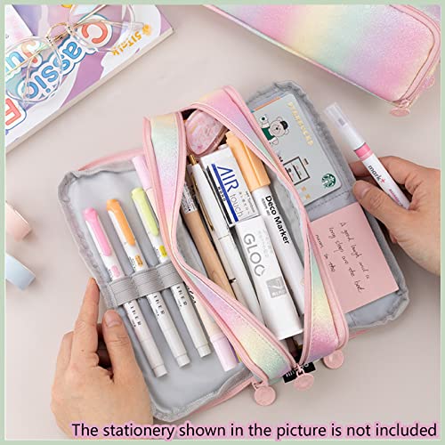 X SIM FITNESSX Pencil Case Teenager Girls Pencil Case 3 Compartments Boys Large Capacity Pencil Case for School & Office (Multicoloured)