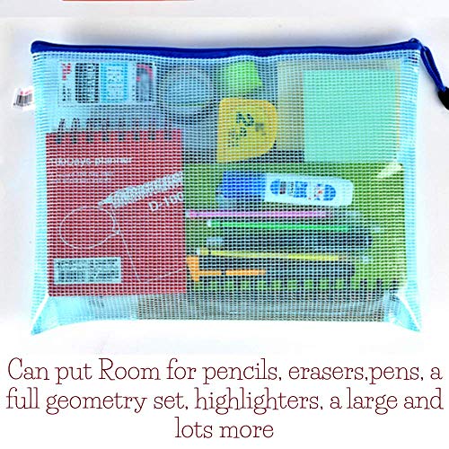 Crethink Large Clear Pencil Case Plastic Wallets,Clear File Bags Mesh Pencil Pouch (Yellow, Black, Blue, Green, Red, A5) (1 Pencil case, Random Color)