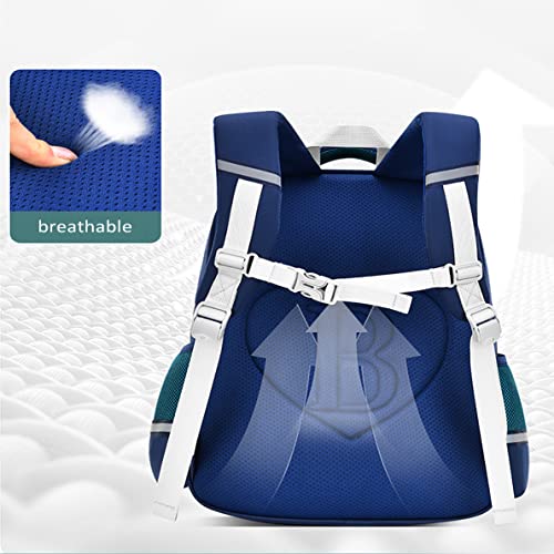 KEBEIXUAN Kids Backpacks Boys Stylish Children Backpack Reflective Schoolbag for Primary School Boys 7-12 Years Old(Blue-Green)