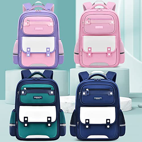 KEBEIXUAN Kids Backpacks Boys Stylish Children Backpack Reflective Schoolbag for Primary School Boys 7-12 Years Old(Blue-Green)