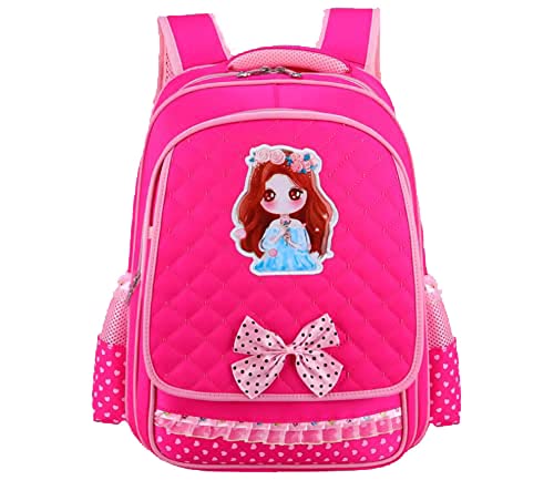 Kids Girls School Reflective Stripe Backpack Children Primary Schoolbag Casual Daypack (Rose)