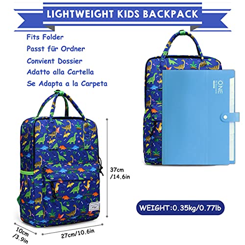Kasgo Children's Backpack for Kids, Cute Primary Schoolbag Book Bag School Backpack Toddler Rucksack for Boys Girls Lightweight Kindergarten Preschool Daypack with Chest Strap in Dinosaur