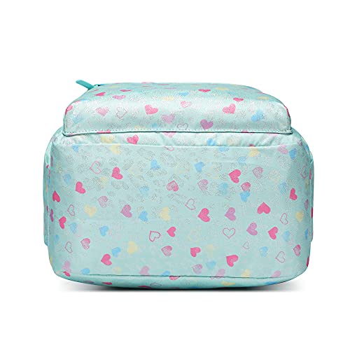 Caran·Y Girls School Backpack, Casual Daypack,Light Preschool Children's School Bag Travel Backpack High Capacity Backpack for Girls Kids Schoolbag (Green Heart)