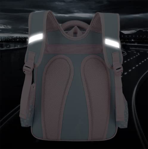 Kids Girls School Reflective Stripe Backpack Children Primary Schoolbag Casual Daypack (Rose)