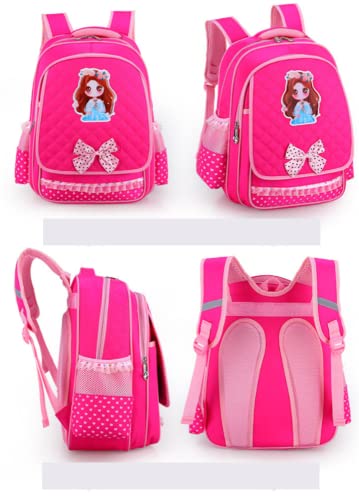 Kids Girls School Reflective Stripe Backpack Children Primary Schoolbag Casual Daypack (Rose)