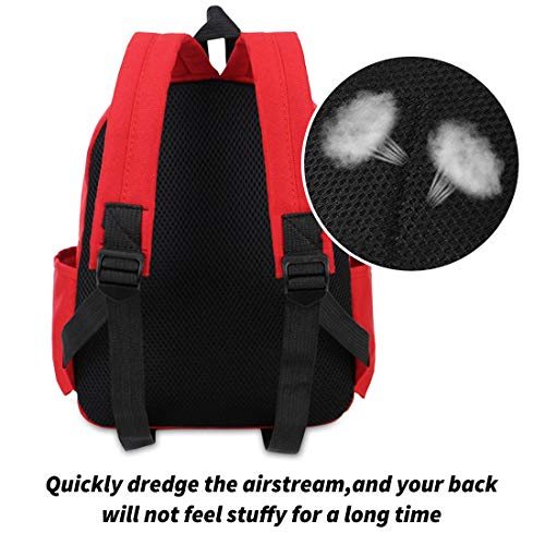 LassZone Cute Toddler Backpack Kindergarten Kids Schoolbag Cartoon Preschool Bag with Adjustable Padded Back Straps for 1-6 Years (Red Star)