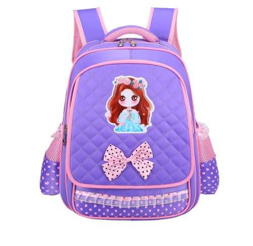 RTMYOR Kids Girls School Reflective Stripe Backpack Children Primary Schoolbag Casual Daypack (Purple)