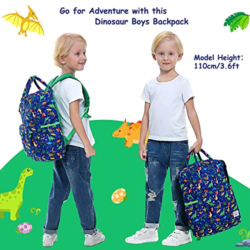 Kasgo Children's Backpack for Kids, Cute Primary Schoolbag Book Bag School Backpack Toddler Rucksack for Boys Girls Lightweight Kindergarten Preschool Daypack with Chest Strap in Dinosaur