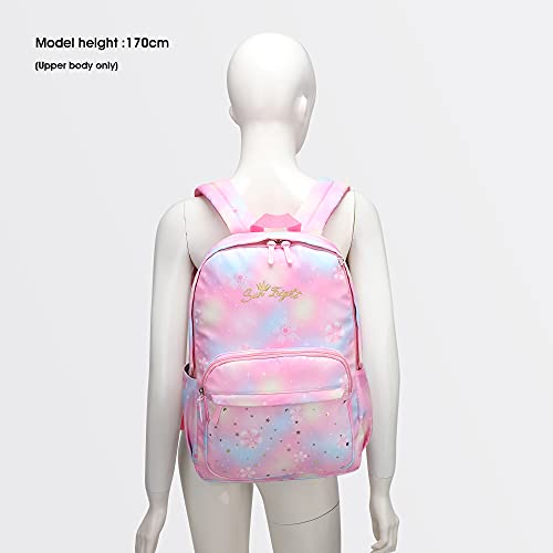 Caran·Y School Bags for Girls Casual Daypack Women Backpack Large Capacity Unisex Student Backpacks Waterproof and Wear-resistant Fabric Backpack for School (Pink Flowers)