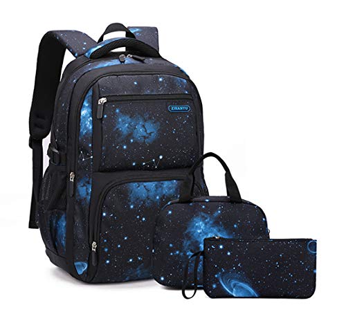 Galaxy School-Bag Backpack and Lunch-Bag Set for Boys Middle-School Elementary Rucksack