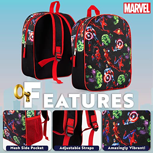 Marvel Spiderman Backpack for Boys Avengers Captain America Iron Man Kids and Toddler Backpack Nursery Pre School Bags for Boys Travel Holiday Avengers Gifts (Black Aop Avengers)