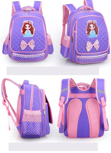 RTMYOR Kids Girls School Reflective Stripe Backpack Children Primary Schoolbag Casual Daypack (Purple)