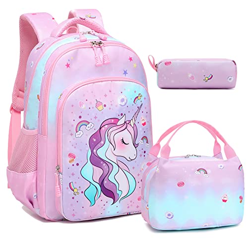 Backpack for Girls Unicorn School Bag Elementary Bookbag Backpacks Teens Unicorn Schoolbags for Girl Children Backpack Set Kids Daypack